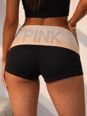 RARE Y2K PINK Bedazzled Fold-Over Shorts — Size S